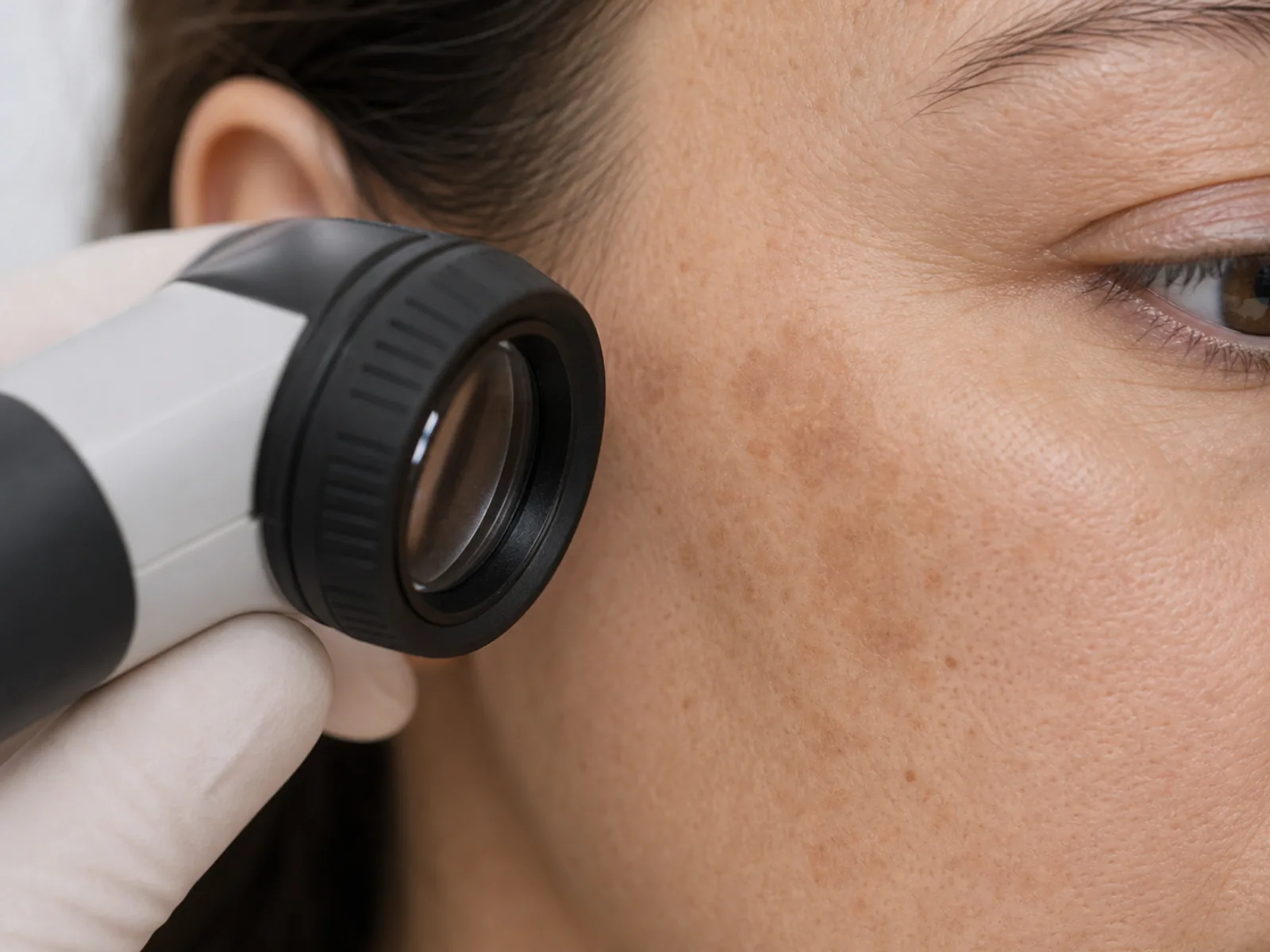 Dermatoscope used to assess pigment spots on the skin