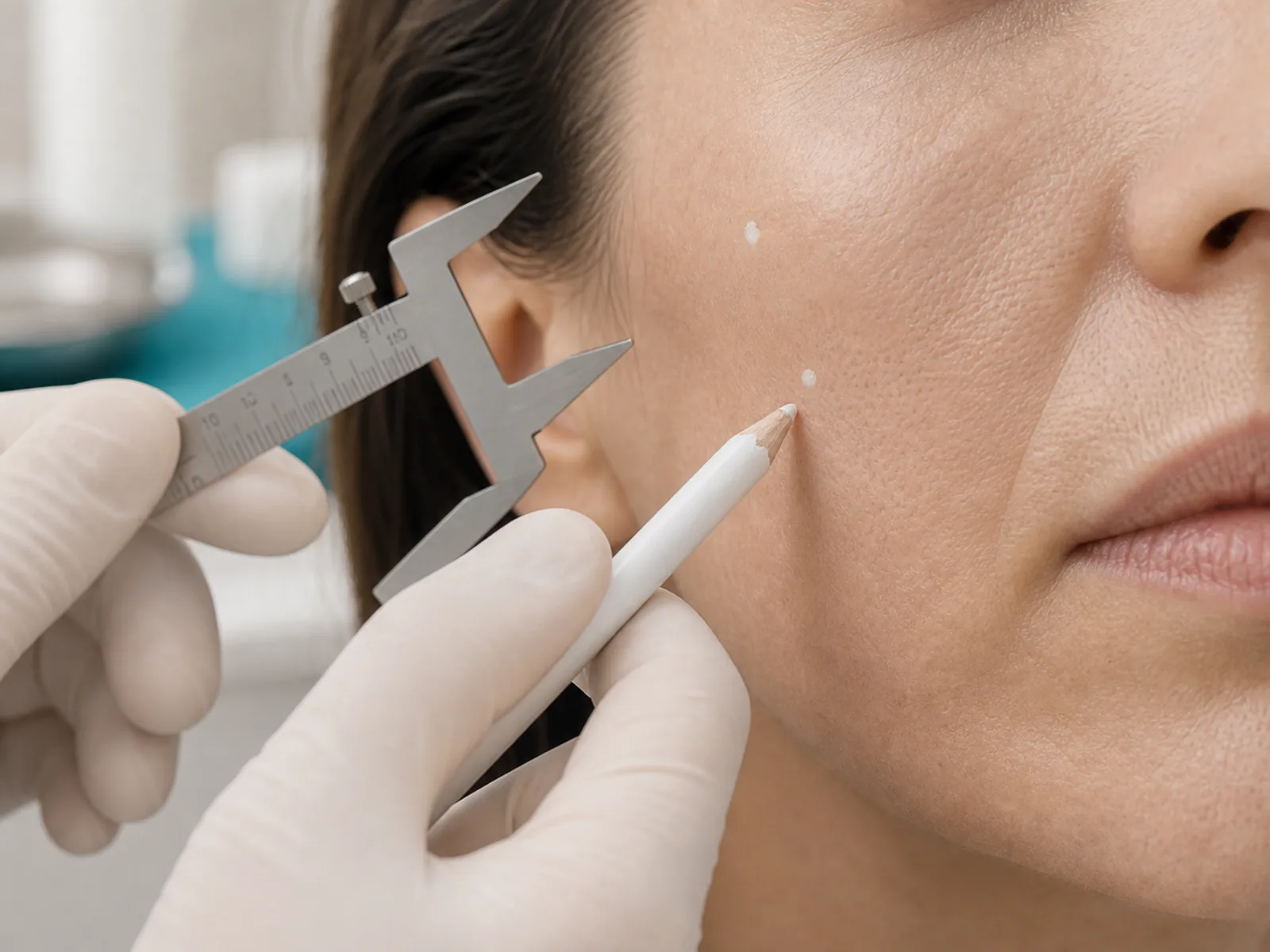 Cheekbone and temple assessment for facial volume loss