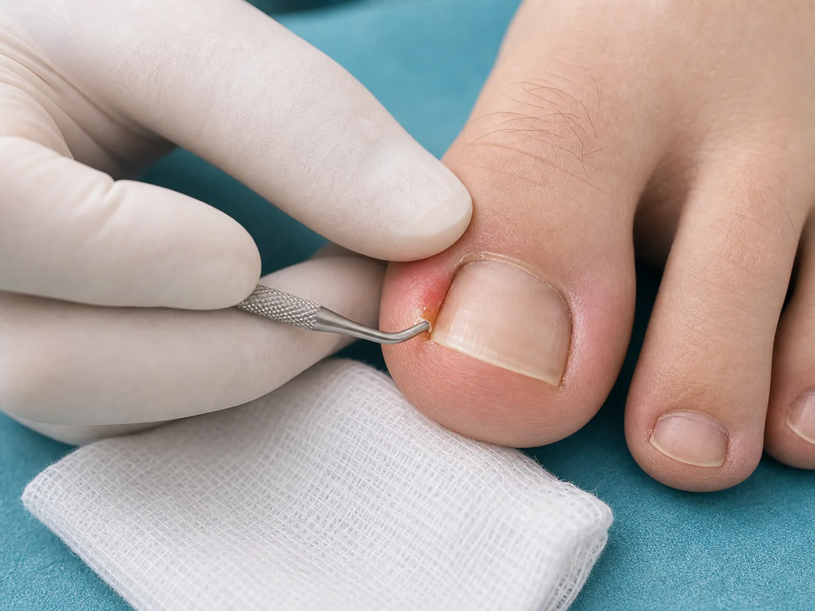 Ingrown toenail treatment with lifting of the lateral nail edge