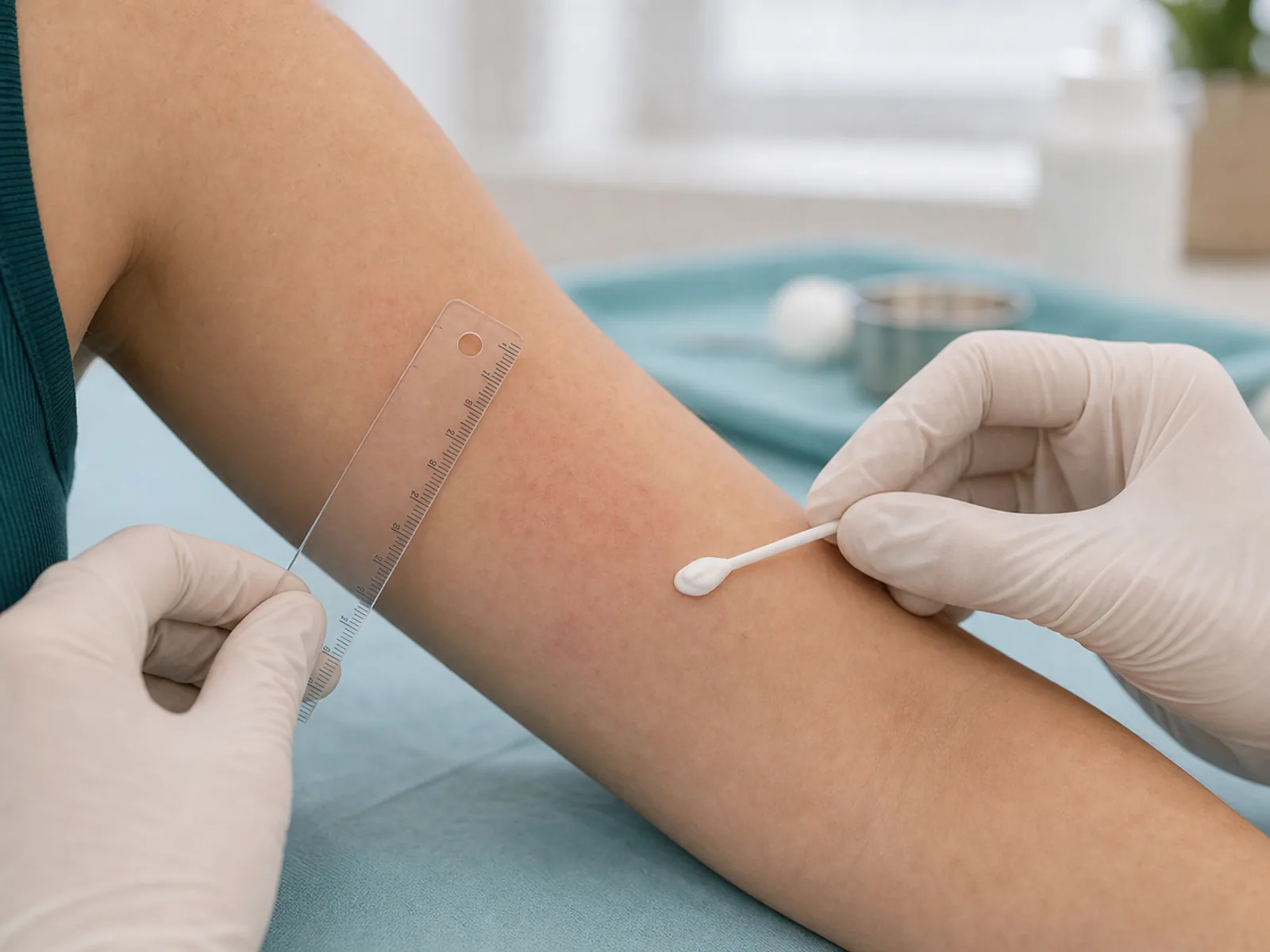 Control dermatologic cu aplicare locala de tratament pe o zona cutanata vindecata partial
