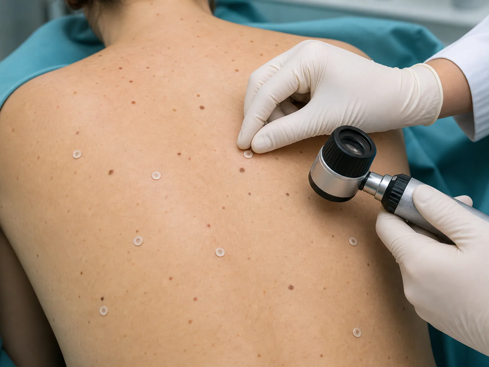 Cartografiere dermatoscopica a mai multor alunite pe spate