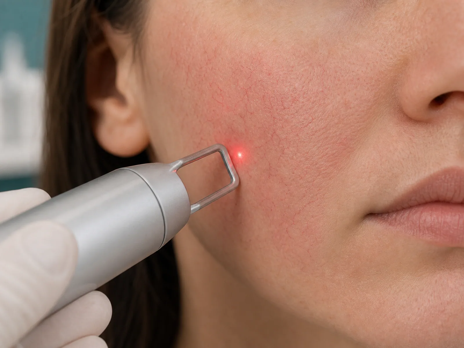 Tratament laser pentru cuperoza cu punct luminos pe zona inrosita