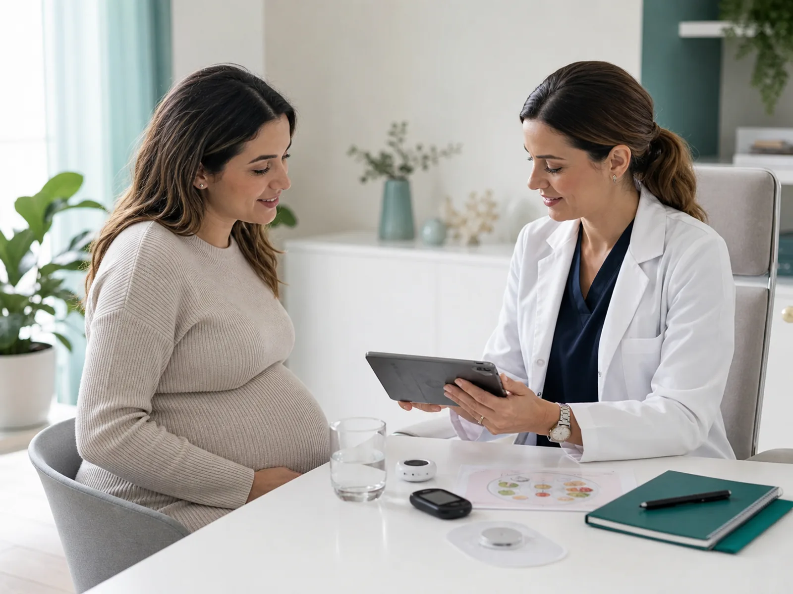 Consultatie Maternity Metabolic Reset Medic si pacienta gravida revizuiesc un plan metabolic sigur pentru sarcina