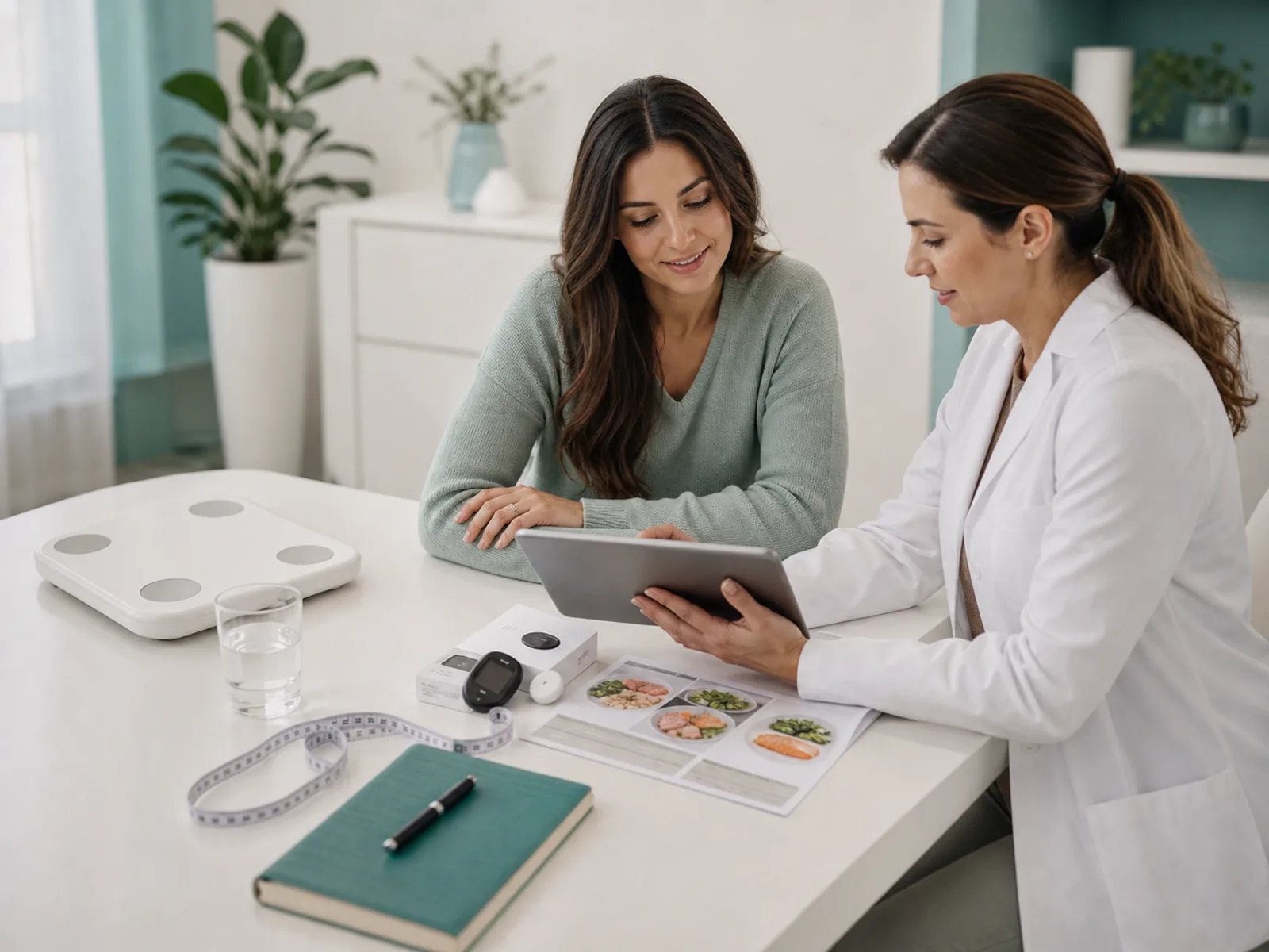 Metabolic Reset 90 Days consultation Doctor and patient reviewing a personalized metabolic plan in a bright clinic office